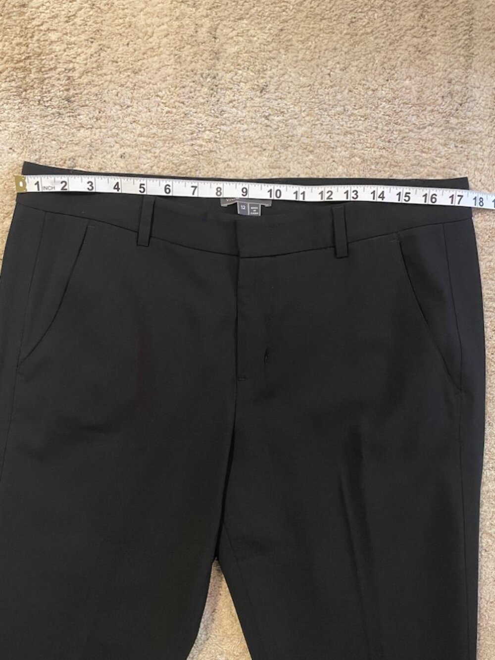 Vince Black Side Strapping Stretch Wool Trousers Pants Minimalist Size 12 EUC - Picture 11 of 16